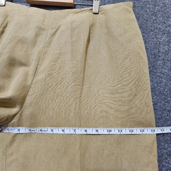 Kenar Pants Womens Sz 16 Linen Blend‎ Brown Embroidered Floral Wide Leg Side Zip - Picture 10 of 16